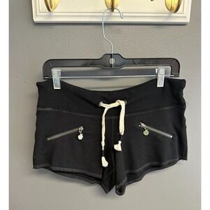 Green Apple Womens Size M Shorts Low Rise Y2K Black Bamboo Zipper Pocket Vintage